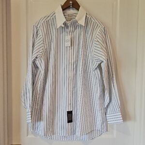 NWT Eagle Shirtmakers Men's Blue Pinstripe Dress Shirt